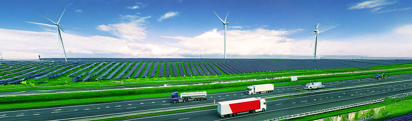 Ciężarówki transportujące towary poruszające się po ekologicznej autostradzie 